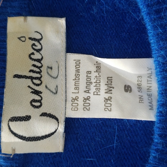 Carducci Lambswool Angora Sequin Blue Sweater Small - Picture 3 of 9